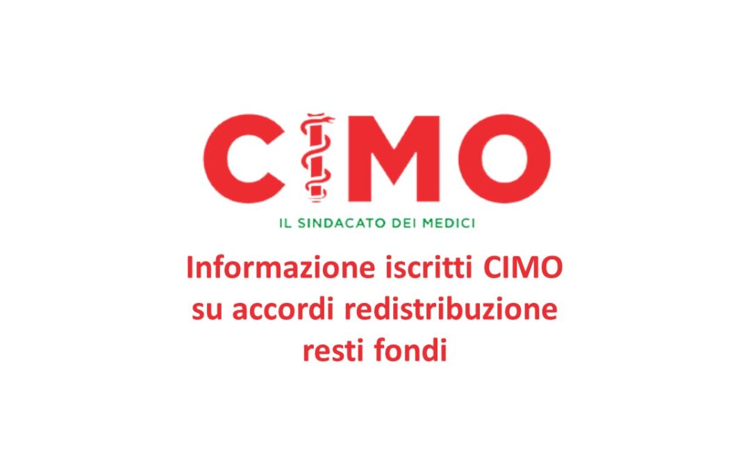 Informazione iscritti CIMO su accordi redistribuzione resti fondi 2015