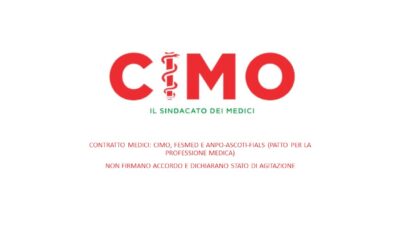 CONTRATTO MEDICI: CIMO, FESMED E ANPO-ASCOTI-FIALS  (PATTO PER LA PROFESSIONE MEDICA) NON FIRMANO ACCORDO E DICHIARANO STATO DI AGITAZIONE