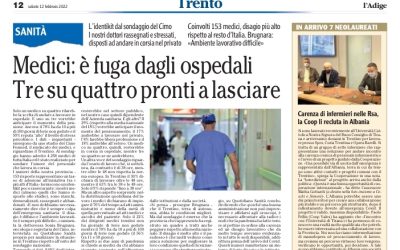 Medici: è fuga dagli ospedali. Tre su quattro pronti a lasciare – L’Adige 12 febbraio 2022