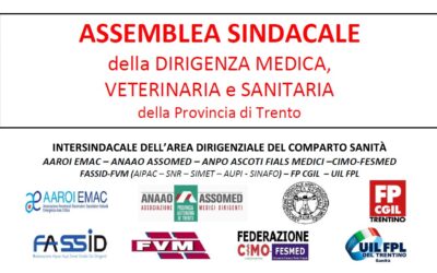 Assemblea sindacale della Dirigenza medica, veterinaria e sanitaria della Provincia di Trento